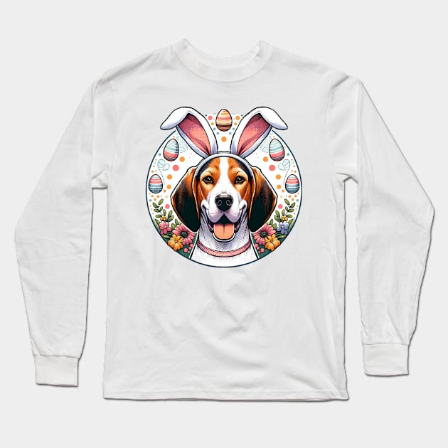 Treeing Walker Coonhound Enjoys Easter with Bunny Ears Long Sleeve T-Shirt by ArtRUs